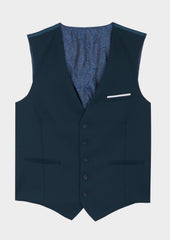 Gilet De Costume En Laine Unie Bleu Prusse