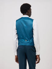 Gilet De Costume En Laine Unie Bleu Prusse
