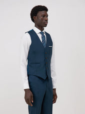 Gilet de costume en laine unie bleu prusse