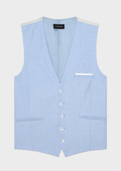 Gilet De Costume En Laine Unie Bleu Clair