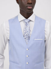 Gilet De Costume En Laine Unie Bleu Clair