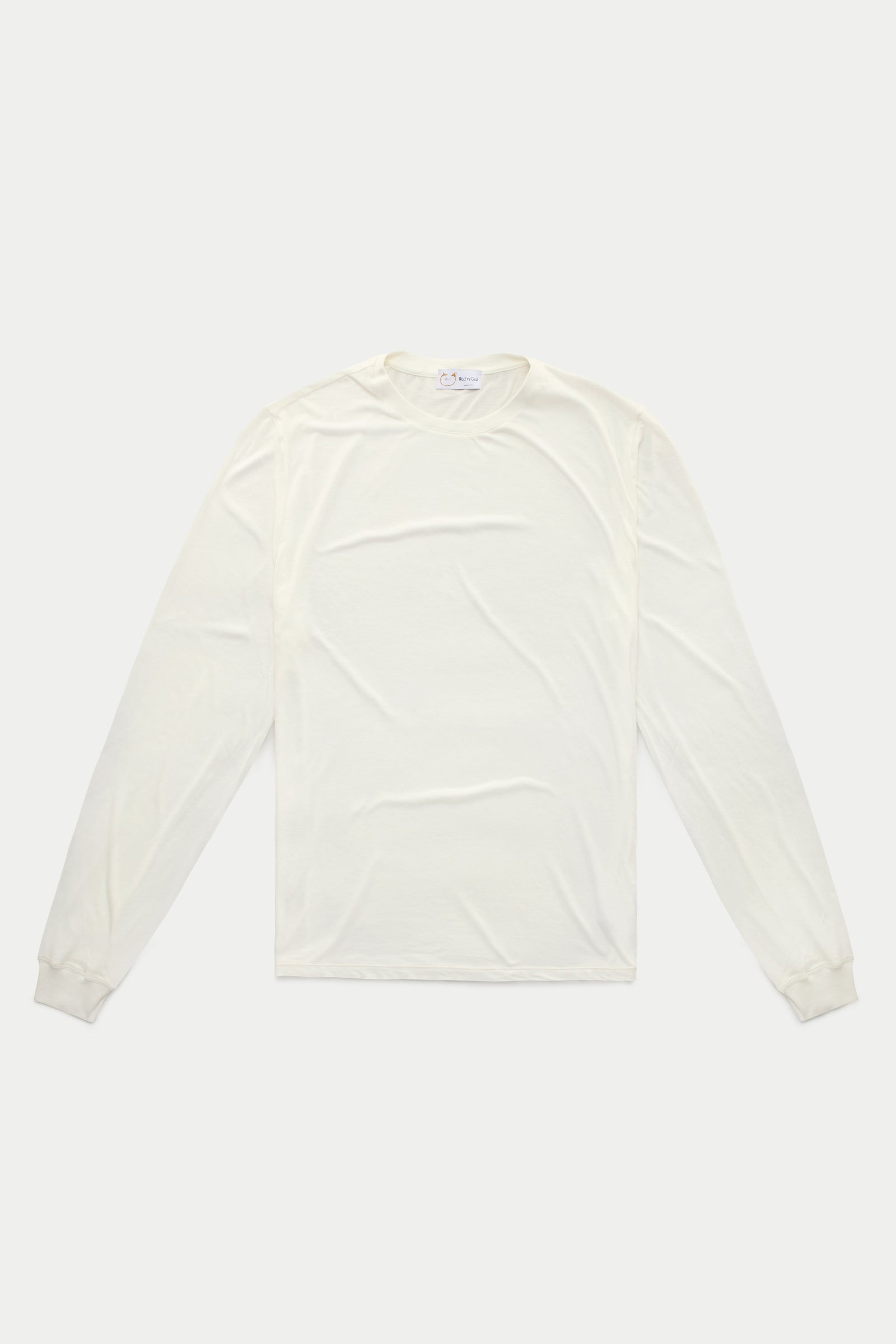 Light Weight Bamboo Sorona Long Sleeve Crew Neck T-Shirt Milk Frost