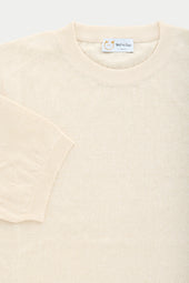Short Sleeve Linen Cotton Knitted Crewneck Panna
