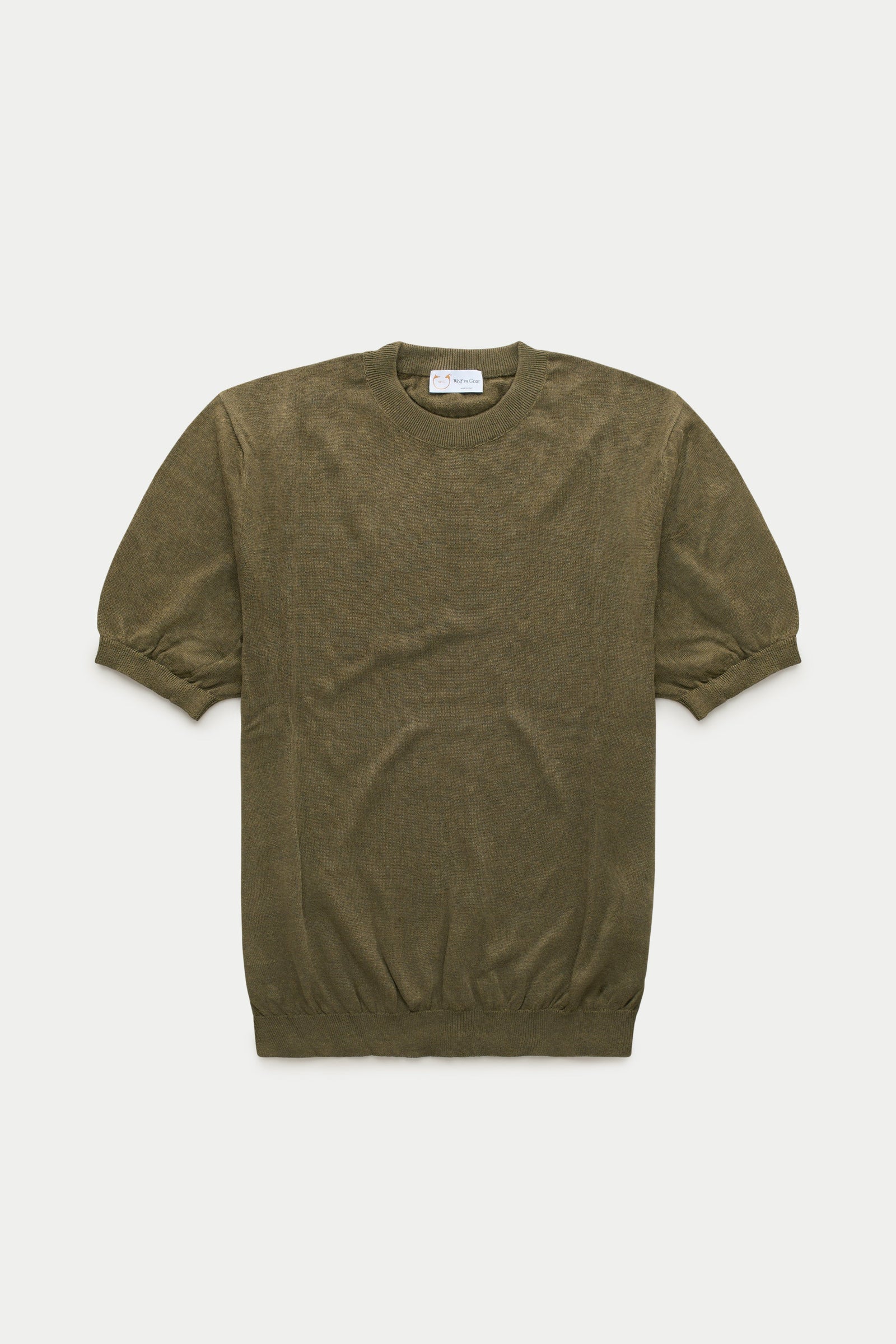 Short Sleeve Linen Cotton Knitted Crewneck Forest