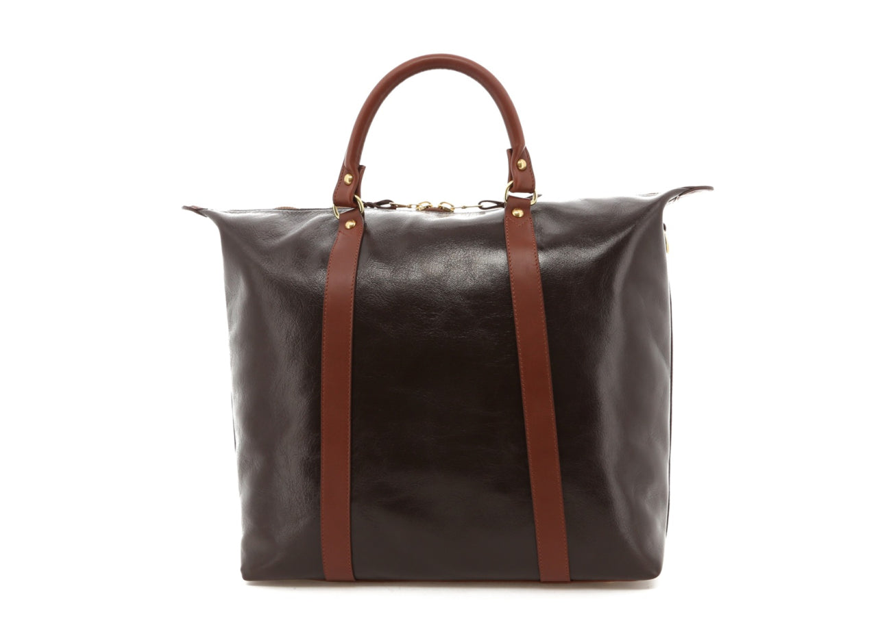 Hampton Tote - Glossy Chocolate Goatskin / Chestnut Trim