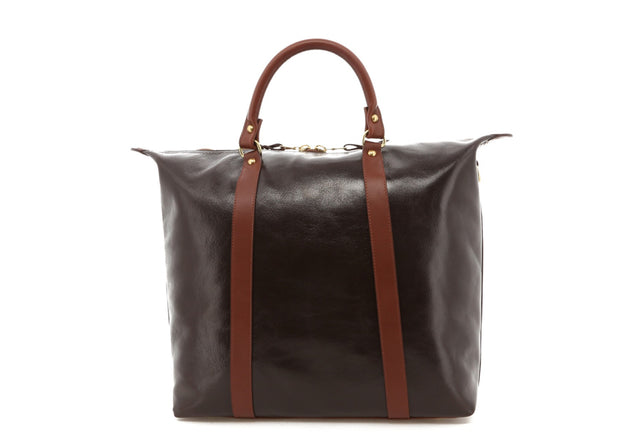 Hampton Tote - Glossy Chocolate Goatskin / Chestnut Trim