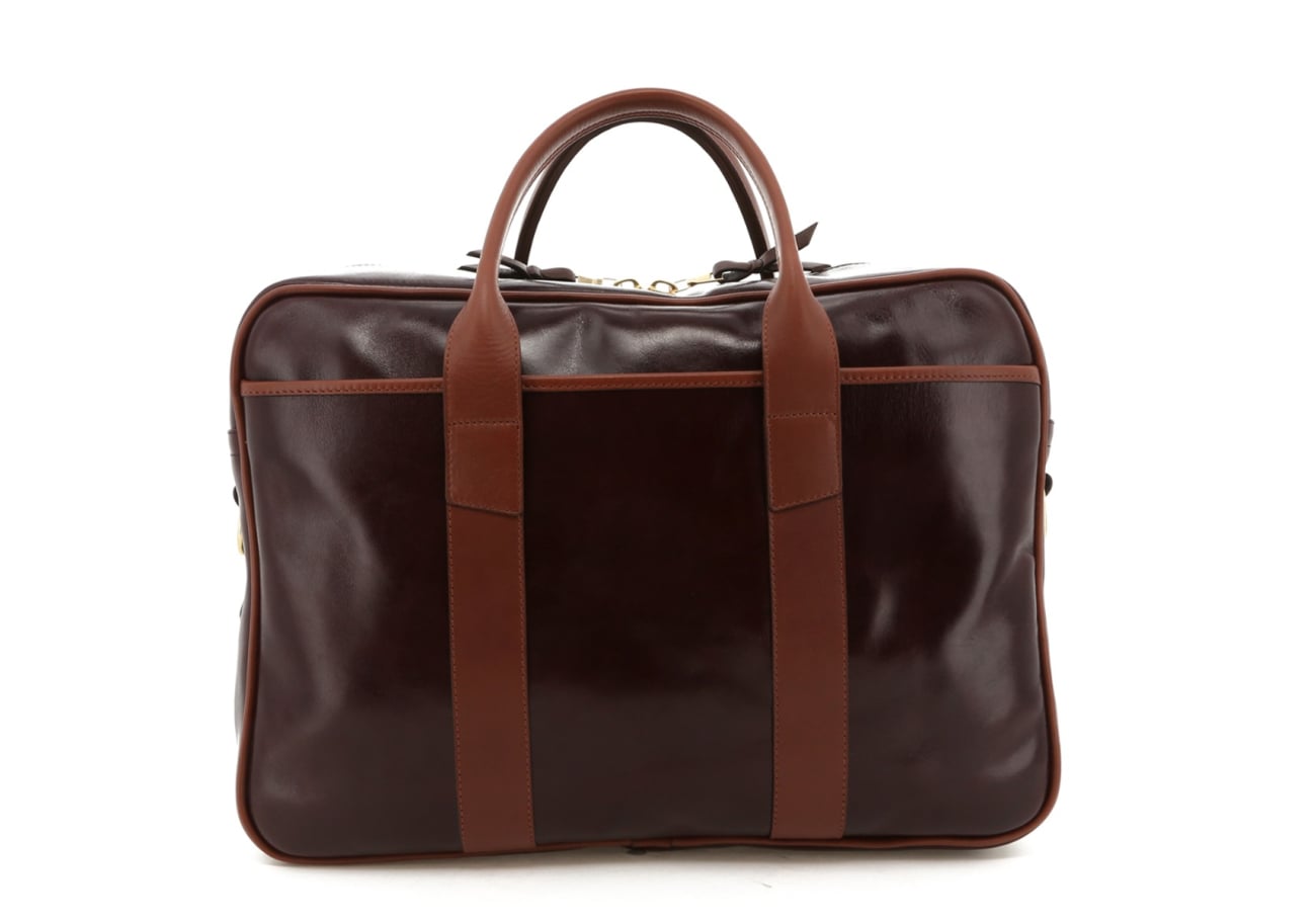 Commuter Briefcase - Glossy Maroon / Chestnut Trim