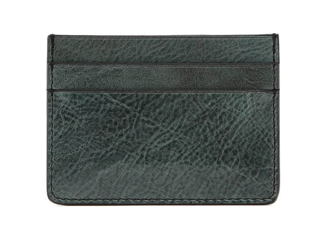 Double Card Wallet - Pine Green - Glossy Tumbled Leather