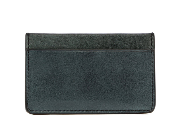 Mini Card Wallet - Pine Green - Glossy Tumbled Leather