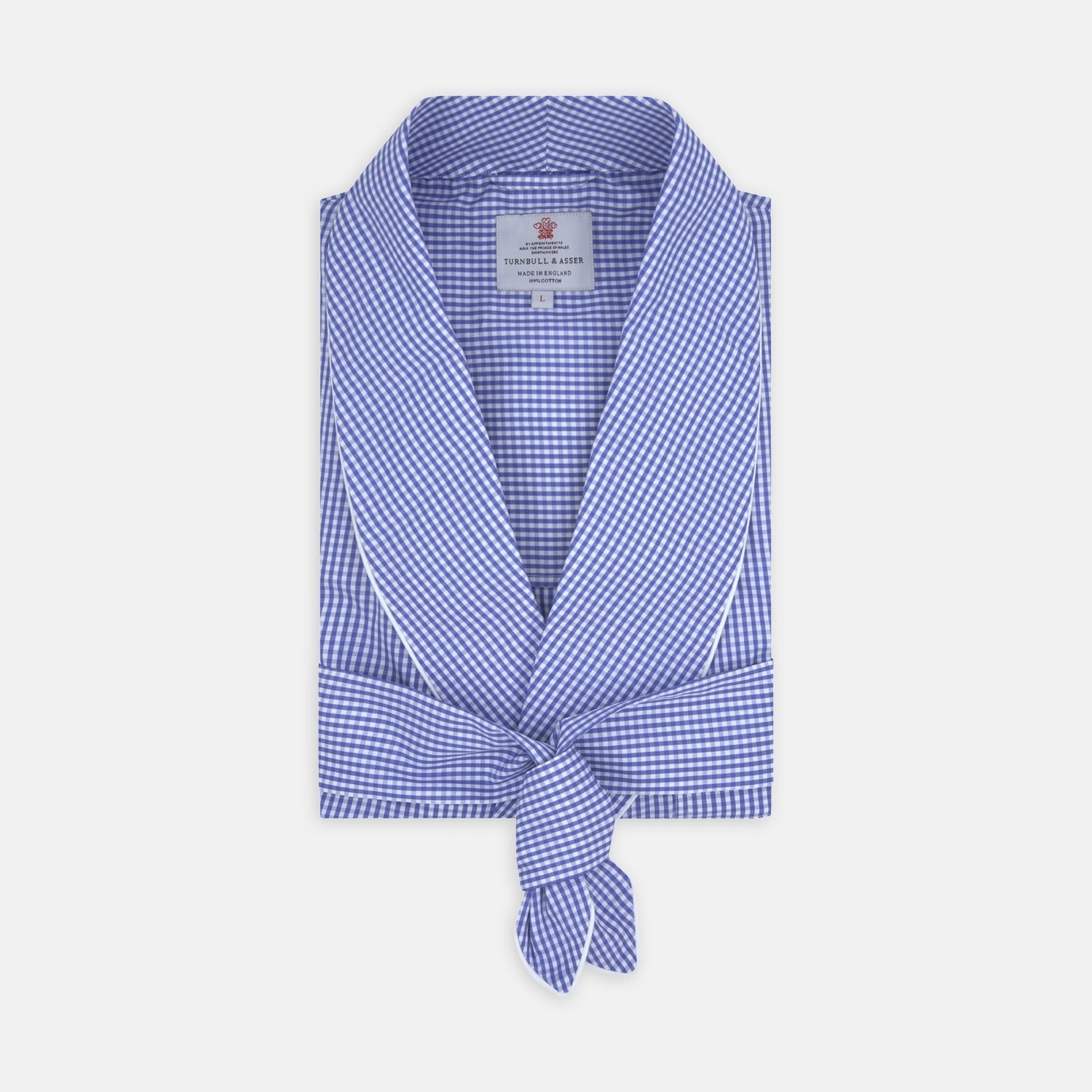 Gingham Check Piped Cotton Gown