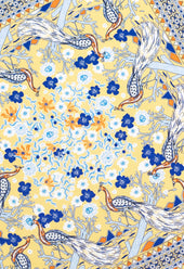 Gold and Navy Peacocks Silk Pocket Square