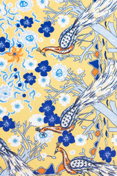 Gold and Navy Peacocks Silk Pocket Square