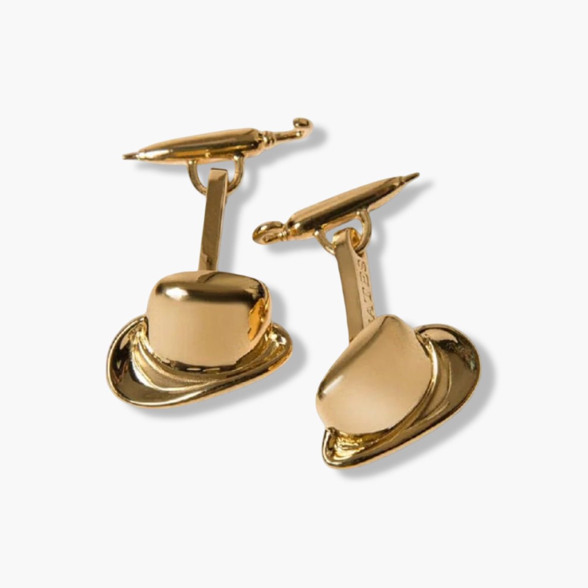 Gold Plated Bowler Hat Umbrella Cufflinks
