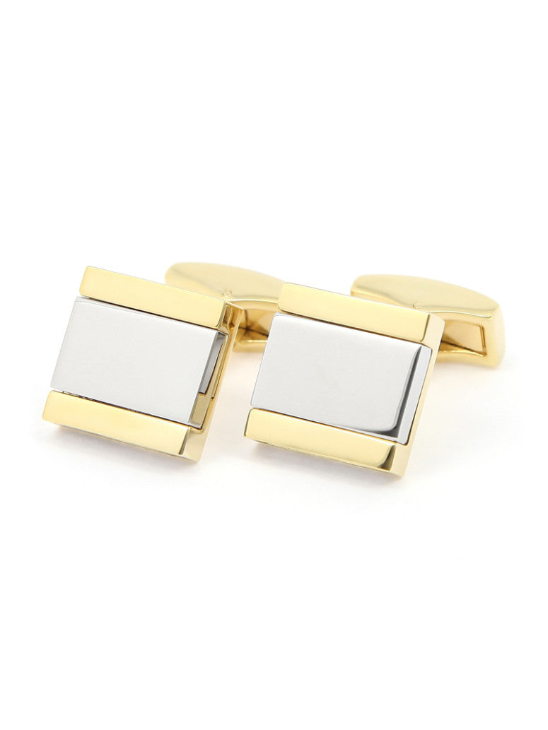 Gold And Silver Square Cufflinks Minkebe
