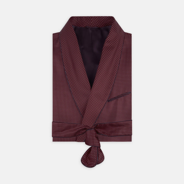 Burgundy Piped Silk Spot Gown