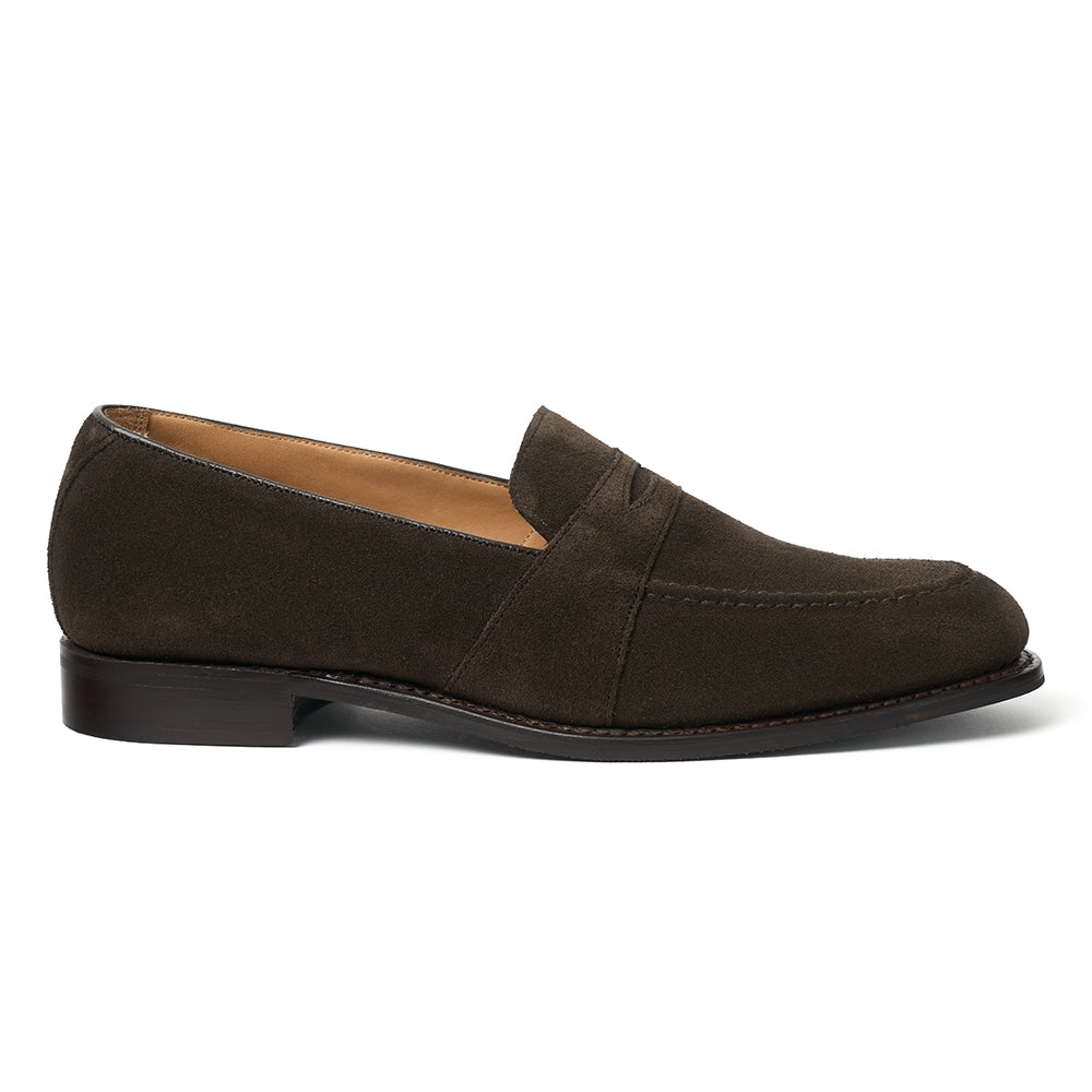 Gracechurch D Penny Loafer In Dark Brown Suede