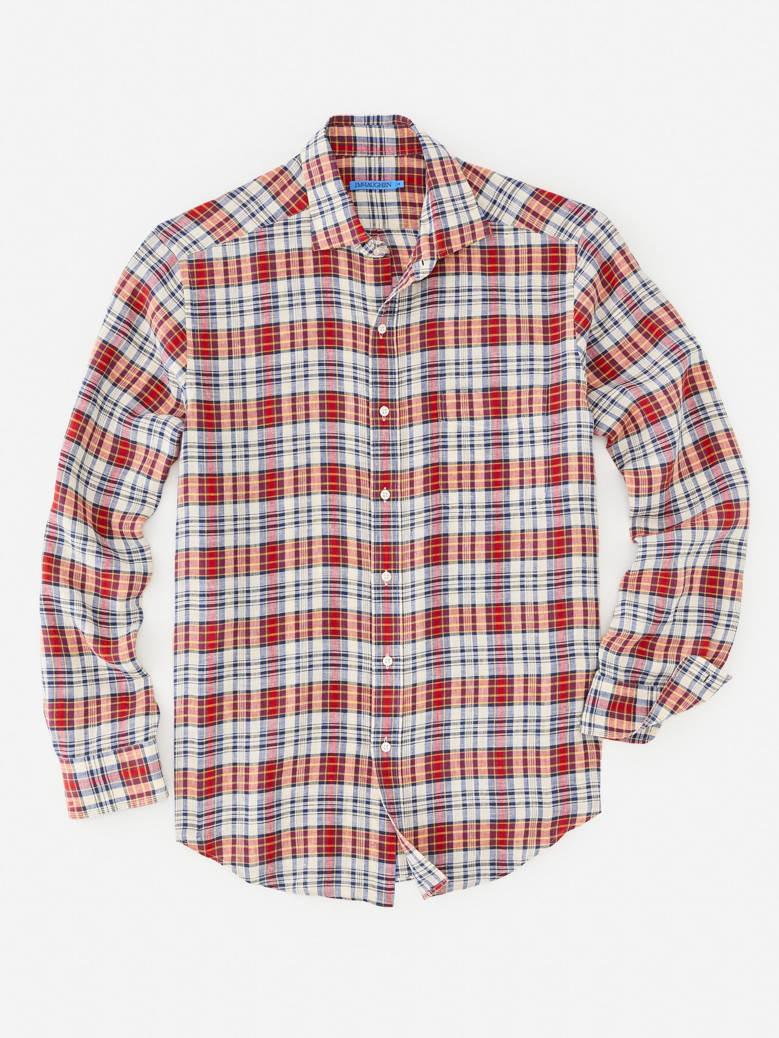 Yellow Red Plaid Gramercy Classic Fit Linen Shirt Men S Shirts J Mclaughlin