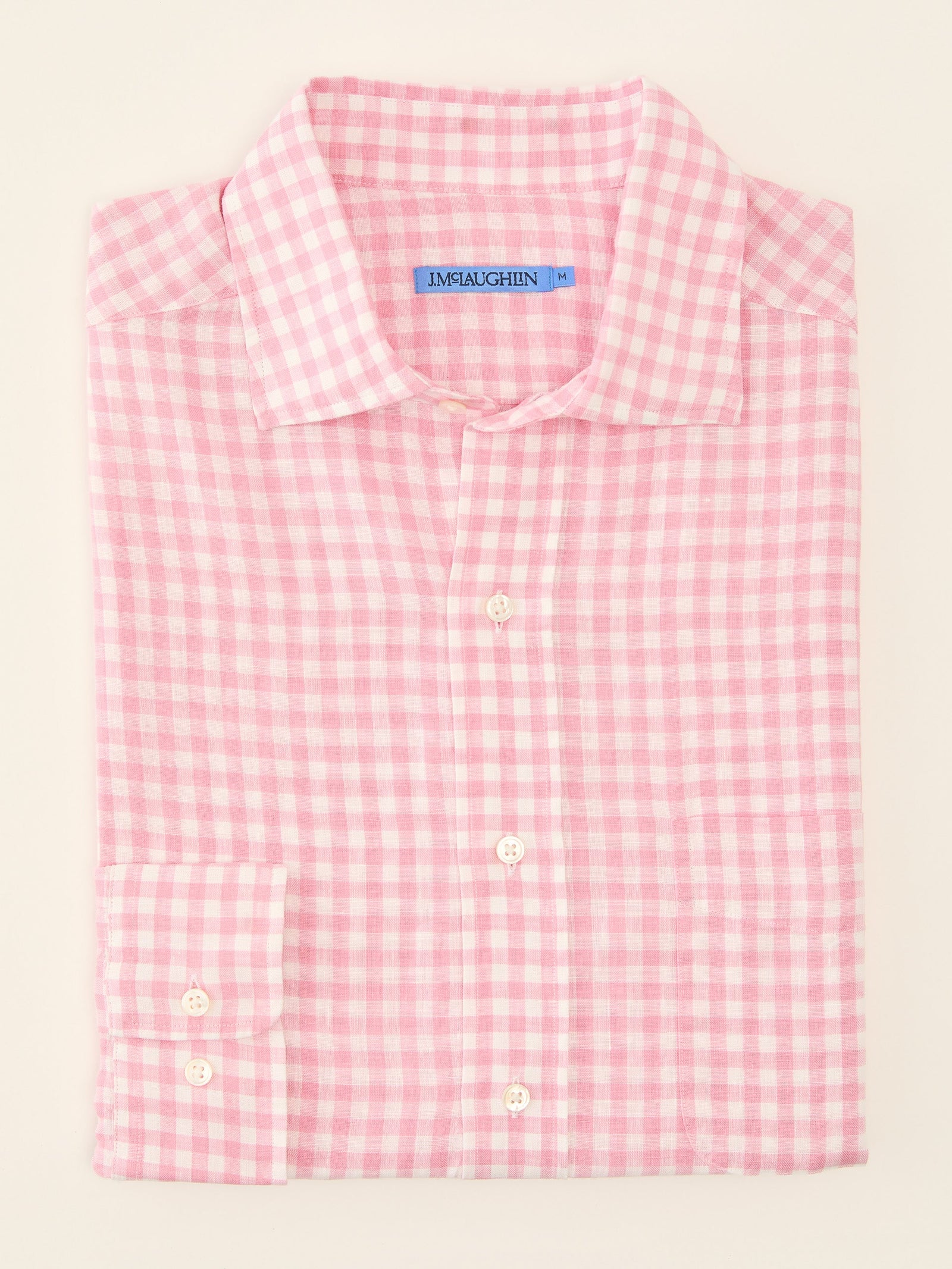 White Gingham Gramercy Classic Fit Linen Shirt Men S Shirts J Mclaughlin