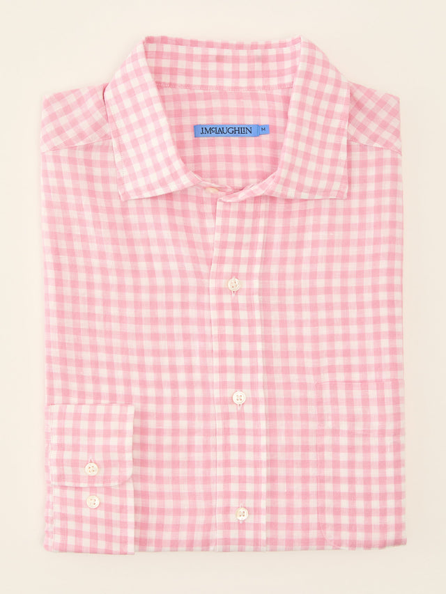 Pink/White Gingham Gramercy Classic Fit Linen Shirt | Men's Shirts | J.McLaughlin