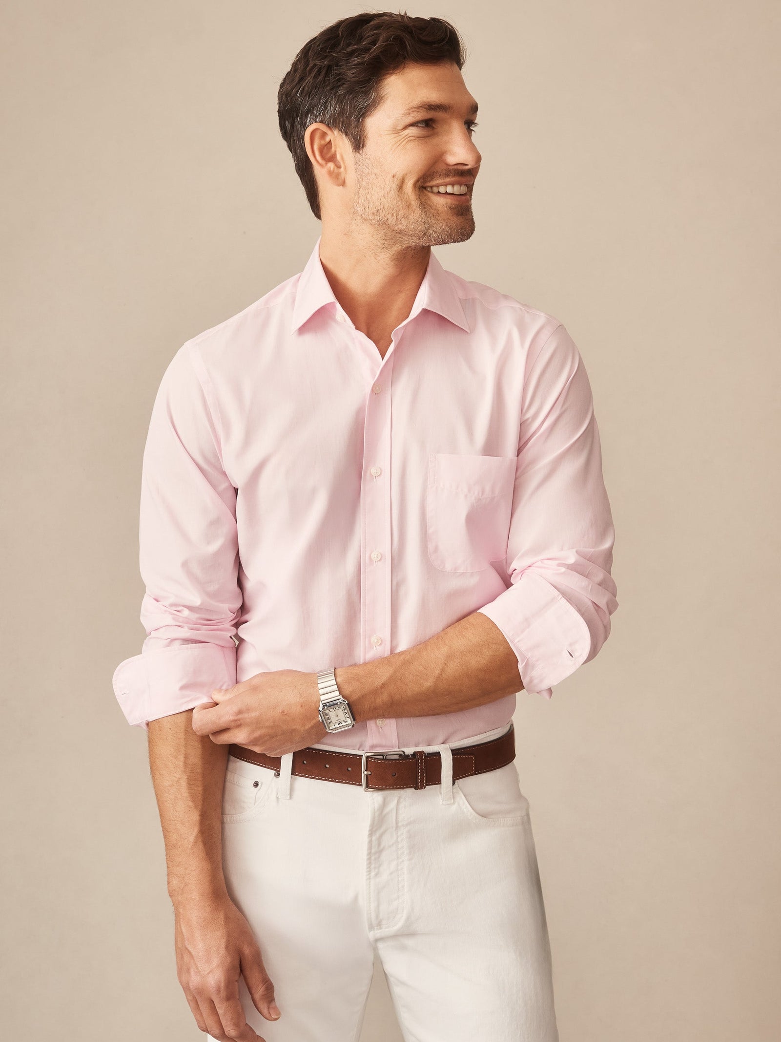 Pink Solid Gramercy Cotton Shirt Men S Shirts J Mclaughlin