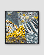 Gray Abstract Print Silk Pocket Square