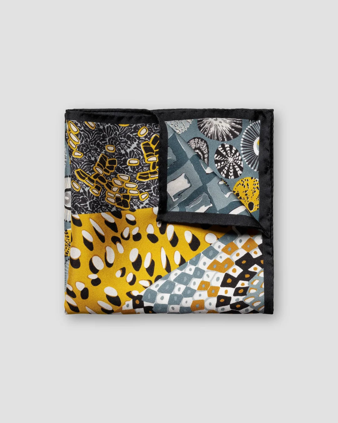 Gray Abstract Print Silk Pocket Square