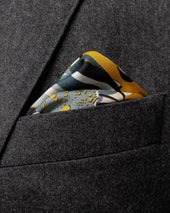 Gray Abstract Print Silk Pocket Square