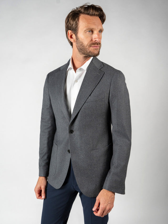 Gray flannel blazer in wool and cashmere