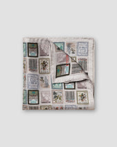 Gray Postage Print Silk Pocket Square