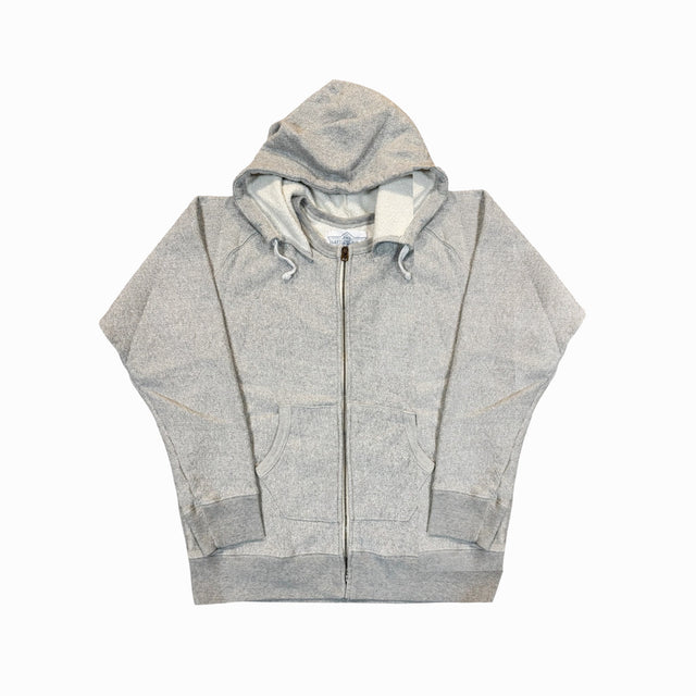 16 oz Heather Grey Loopwheel fleece zip 1930's style After Hood Sweatshirt