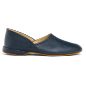 Grecian Style Slipper in Navy Deerskin