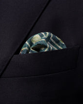 Green block print pocket square