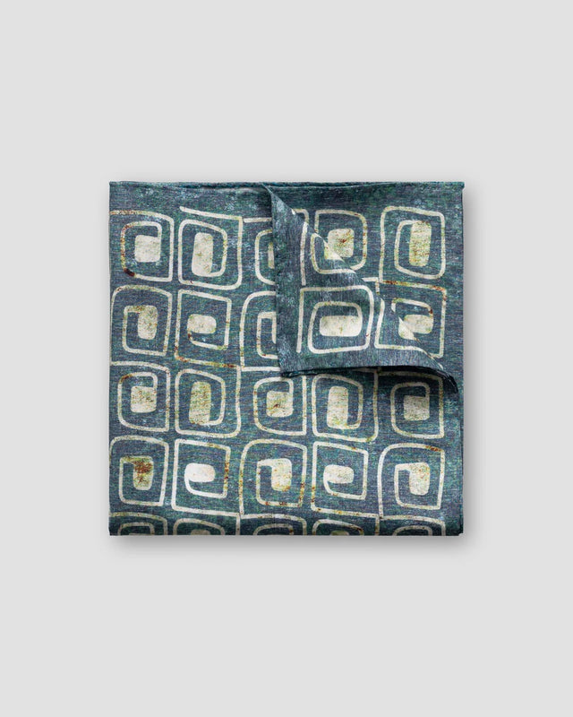 Green block print pocket square
