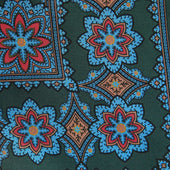 Green Blue Large Floral Silk Pocket Square