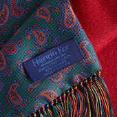 Green Blue Red Paisley Silk Cashmere Scarf