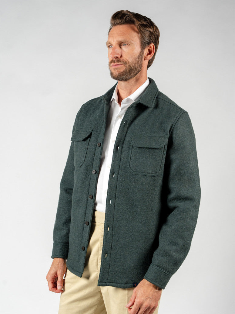 Green Boiled Wool Overshirt