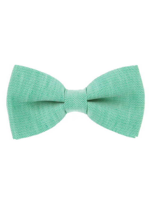 Green bow tie in basket weave linen and silk Bergame