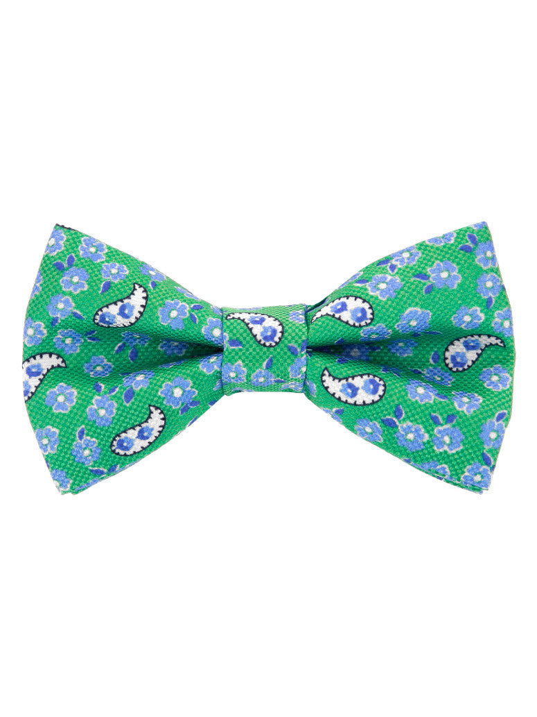 Green Bow Tie With Flowers And Paisley