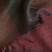 Green Burgundy Large Check Silk Cashmere Scarf