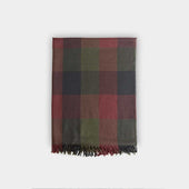 Green & Burgundy Large Check Silk & Cashmere Scarf