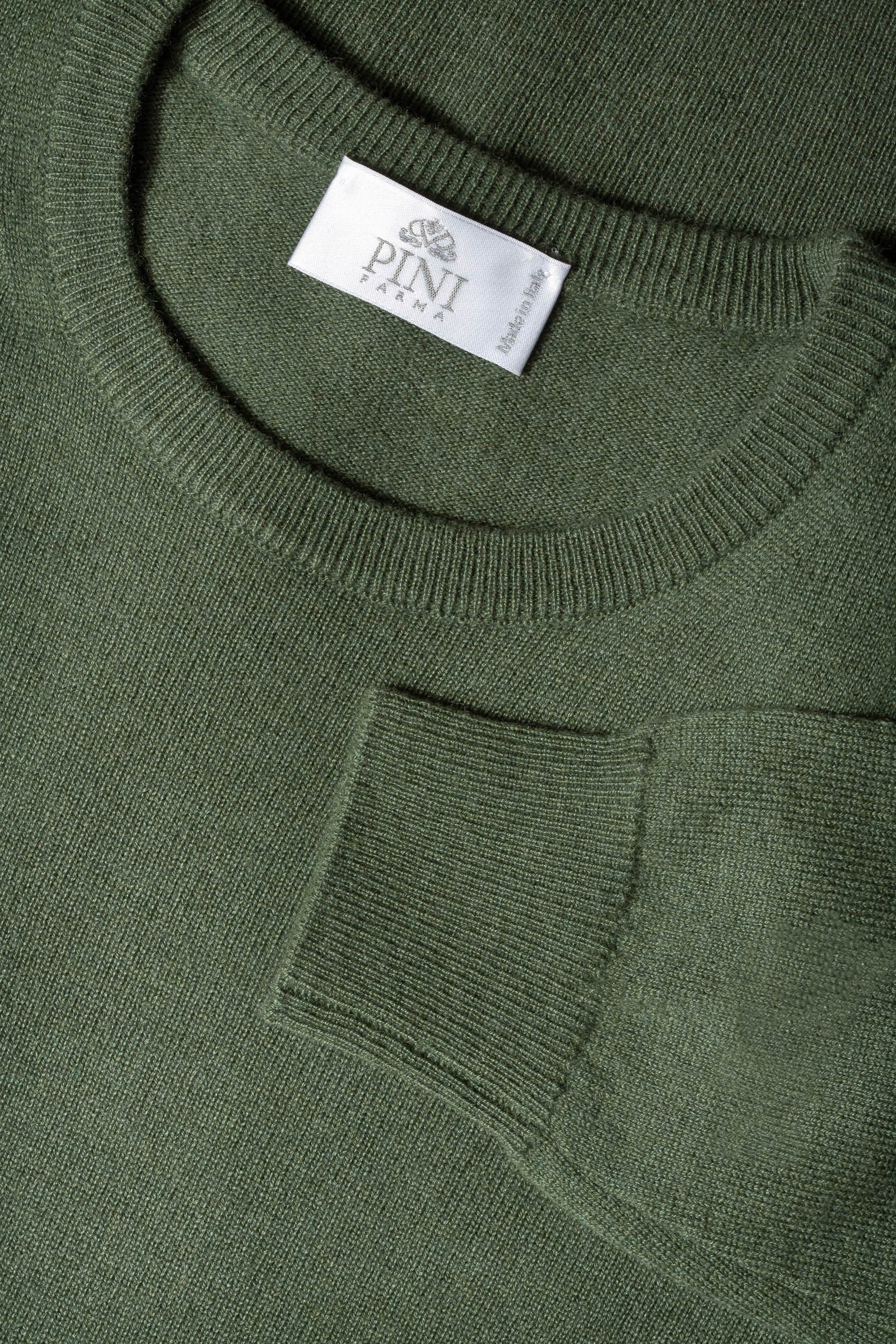 Green Cashmere Round Neck Made In Italy