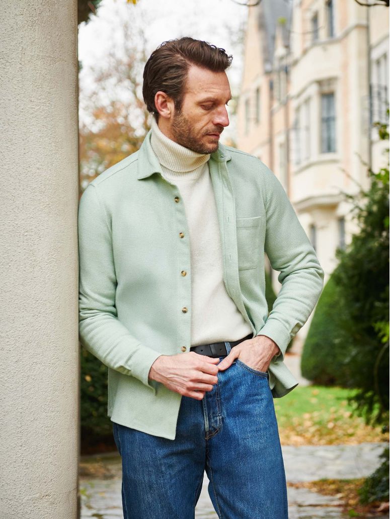Green Cotton Flannel Overshirt
