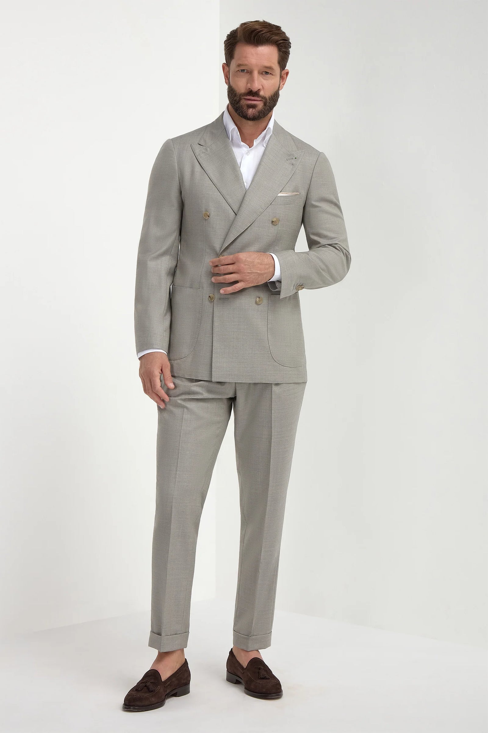 Green Double Breasted Super 150 S Suit Made In Italy