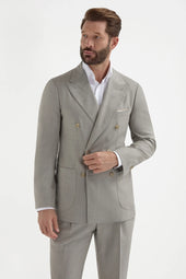 Green Double Breasted Super 150 S Suit Made In Italy