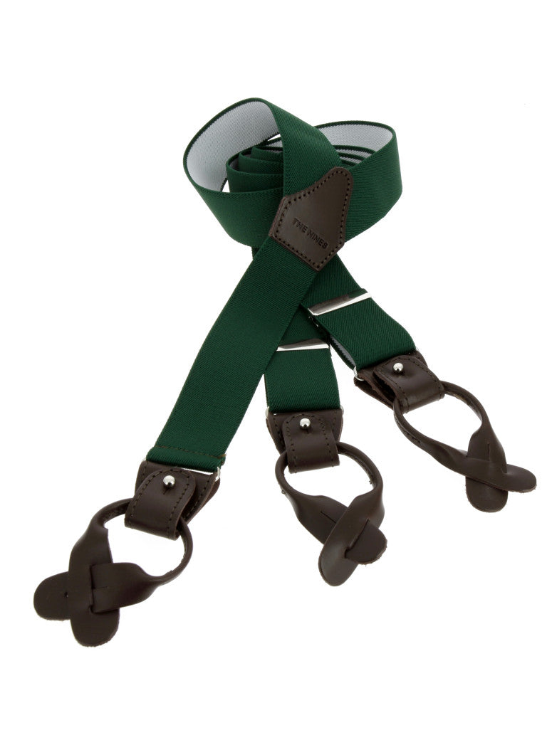 Green Elastic Button Suspenders