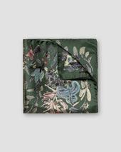 Green Floral Print Fuji Silk Pocket Square