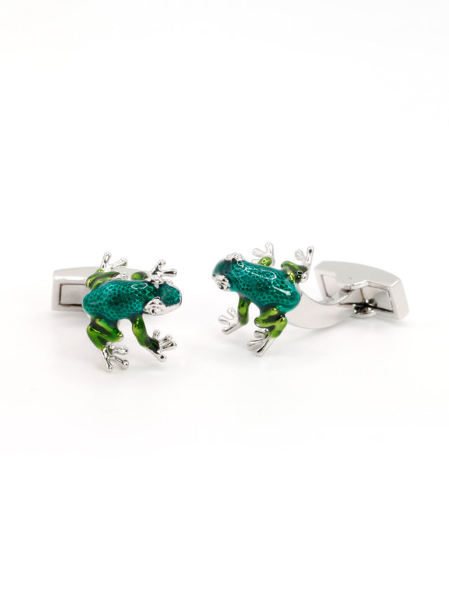 Green frog cufflinks