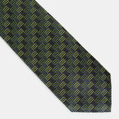 Green Geometric Basketweave Silk Tie