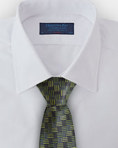 Green Geometric Basketweave Silk Tie
