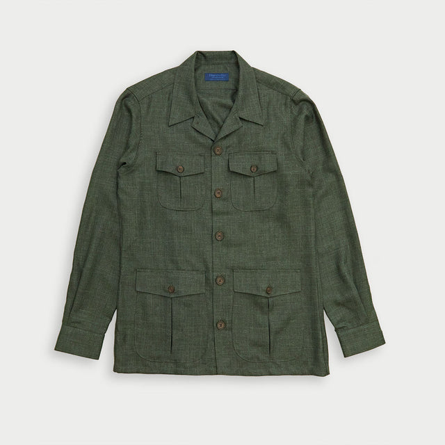 Green Herringbone Brando Overshirt